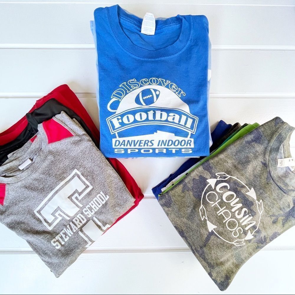 Boys Lot of 25 Short Sleeve School & Camp Tee Shirts Great for Smocks or Play